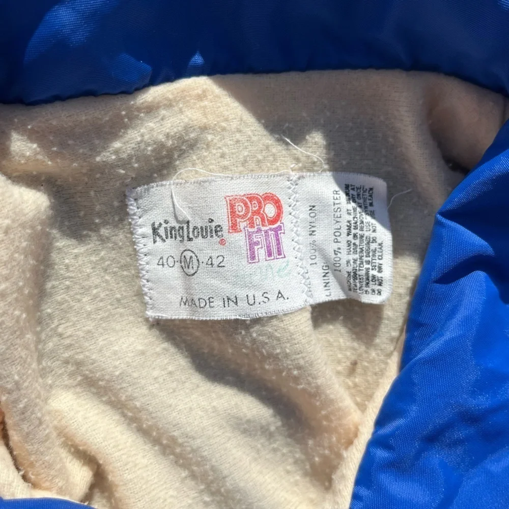 Men's Vintage Fish Machine Windbreaker Blue Logo M Nylon Button Lined USA 80s - Picture 4 of 15